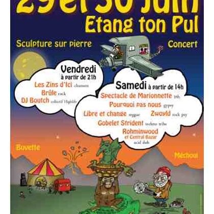 Growstone, Expo sculpture sur pierre et concert, Pulvérières 2018.