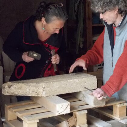 JEMA 2018, Initiation Taille de pierre, dans mon atelier à Saint-Maurice.