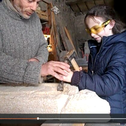 JEMA 2019, Initiation Taille de pierre, dans mon atelier à Saint-Maurice.