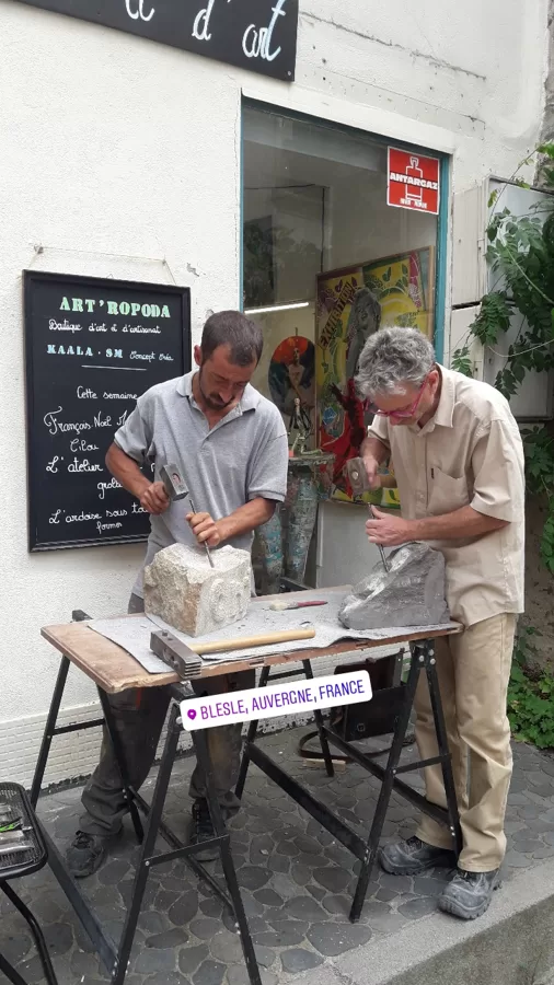 Art'ropoda, Initiation taille de pierre, Blesle 43, 2019.