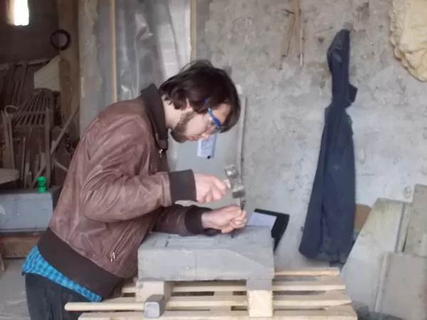 JEMA 2018, Initiation Taille de pierre, dans mon atelier à Saint-Maurice.
