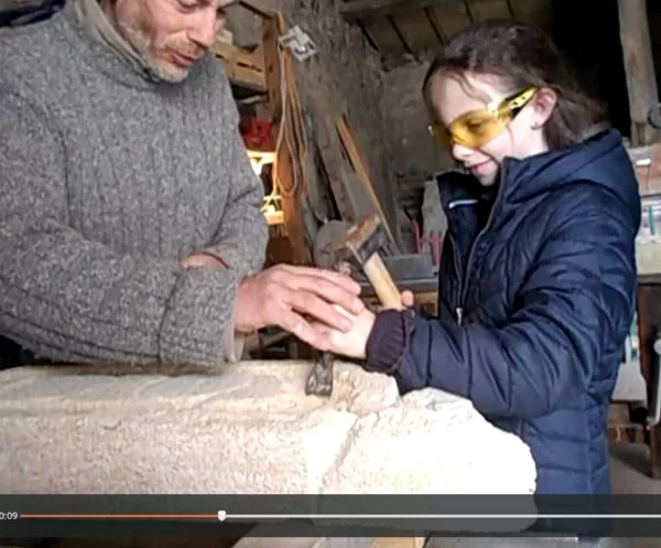 JEMA 2019, Initiation Taille de pierre, dans mon atelier à Saint-Maurice.